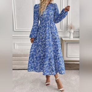 Floral Blue Maxi Dress